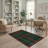 Red Green Plaid Washable Area Rug