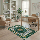 Green Gold Heritage Tribal Medallion Rug