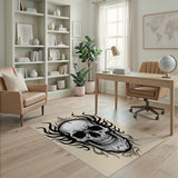 Flaming Skull Tribal Area Rug