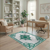 Teal Ornate Medallion Area Rug