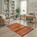 Orange Heritage Tribal Geometric Area Rug