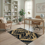 Gold and Silver Modern Geometric Black Gold Area Rug