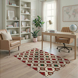Persian Red Diamond Floral Area Rug