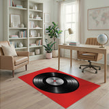 Retro Vinyl Record Red Area Rug