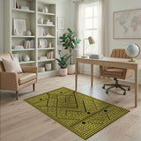 Yellow Black Geometric Labyrinth Rug