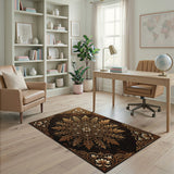 Gold and Silver Golden Mandala Persian Area Rug