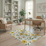 Yellow Sunflower Daisy Floral Pattern Rug