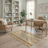 Cream Brown Heritage Tribal Geometric Rug