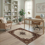 Ornate Traditional Persian Area Rug in Beige and Gold