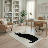 Cute Black Cat Silhouette Area Rug