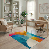Vibrant Overlapping Arches Geometric Area Rug