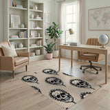 Crowned Flame Skull Pattern Area Rug