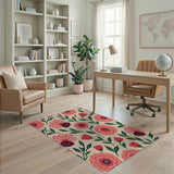 Peony Vintage Pink Peony Floral Area Rug