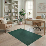Deep Green Woven Geometric Area Rug