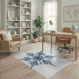 Intricate Blue Snowflake Area Rug