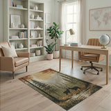 ODIKA Brown Tan Deer Forest Area Rug