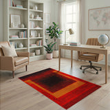 Geometric Modern Vibrant Red Geometric Modern Area Rug