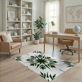 Green Geometric Starburst Leaf Area Rug
