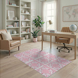 Elegant Pink Diamond Floral Area Rug