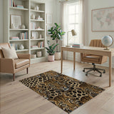 Fierce Leopard Faces Print Area Rug