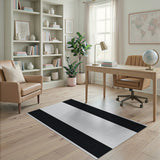 Bold Black White Striped Geometric Modern Area Rug