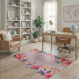 Blush Pink Hibiscus Floral Area Rug