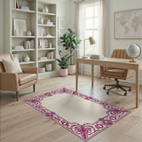 Purple Ornate Purple Floral Frame Area Rug