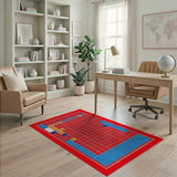 Bold Multi-Color Geometric Grid Area Rug