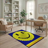 Yellow Smiley Face Pixel Art Rug
