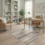 Geometric Modern Beige and Neutral Modern Beige Grey Striped Area Rug