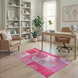 Pink Abstract Geometric Modern Area Rug
