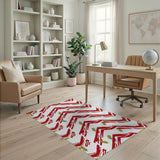 Bold Red Chevron Feather Area Rug