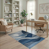 Moonlit Peaks Blue Geometric Area Rug