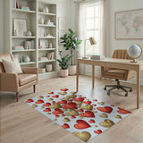 Red Gold Glitter Hearts Area Rug