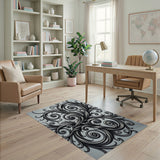 Ornate Swirling Grey Floral Area Rug