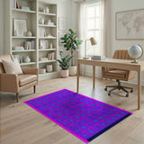 Purple Polka Dot Grid Area Rug