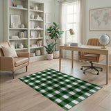 Green White Checkered Rustic Farmhouse Rug