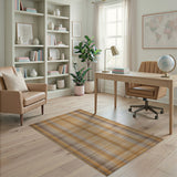 Rustic Farmhouse Brown Tan Plaid Woven Area Rug