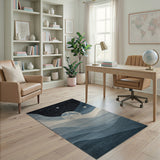 Starry Night Sky Moon Waves Blue Rug
