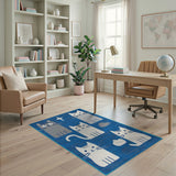 Playful Cartoon Cats Blue Area Rug