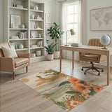 ODIKA Vintage Tropical Surfer Girl Washable Area Rug - Low Pile Non-Slip Retro Sunset Art