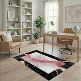 Pink Marble Gold Vein Area Rug