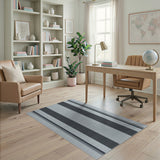 Black and White Bold Black Gray Vertical Stripe Area Rug