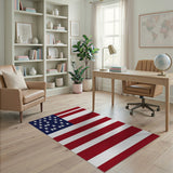 Distressed American Flag Patriotic Area Rug