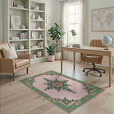 Ornate Pink Floral Medallion Persian Rug