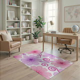 Whimsical Pink Purple Floral Area Rug
