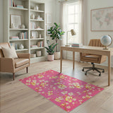Pink Cherry Blossom Floral Area Rug