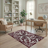 Maroon Persian Floral Medallion Cut-Out Rug
