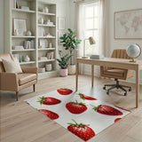 Red Vibrant Strawberry Fruit Pattern Area Rug