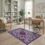 Purple Purple Medallion Persian Area Rug